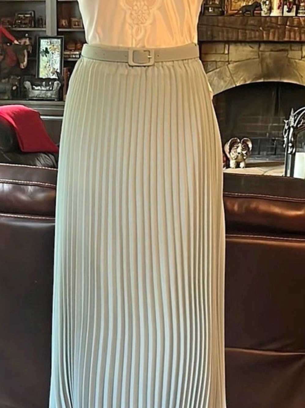 NWOT Lanya Sz Women’s Light Blue Suede Skirt with belt